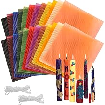 GBACHOOSE Beeswax Sheets for Candle Making, 24 Pack 8 x 8 Inch Honeycomb Wax Sheets in 12 Colors with Cotton Wick, DIY Rolled Beeswax Candle Making Kit for Adults, Kids, Crafts, Gifts