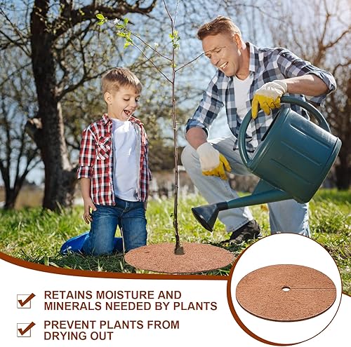 Miniatura 5 de 12 tapetes protectores de árbol de fibra de coco, fibra de coco, protección natural para ciprés, paisajismo, cubierta de plantas de disco de árbol,
