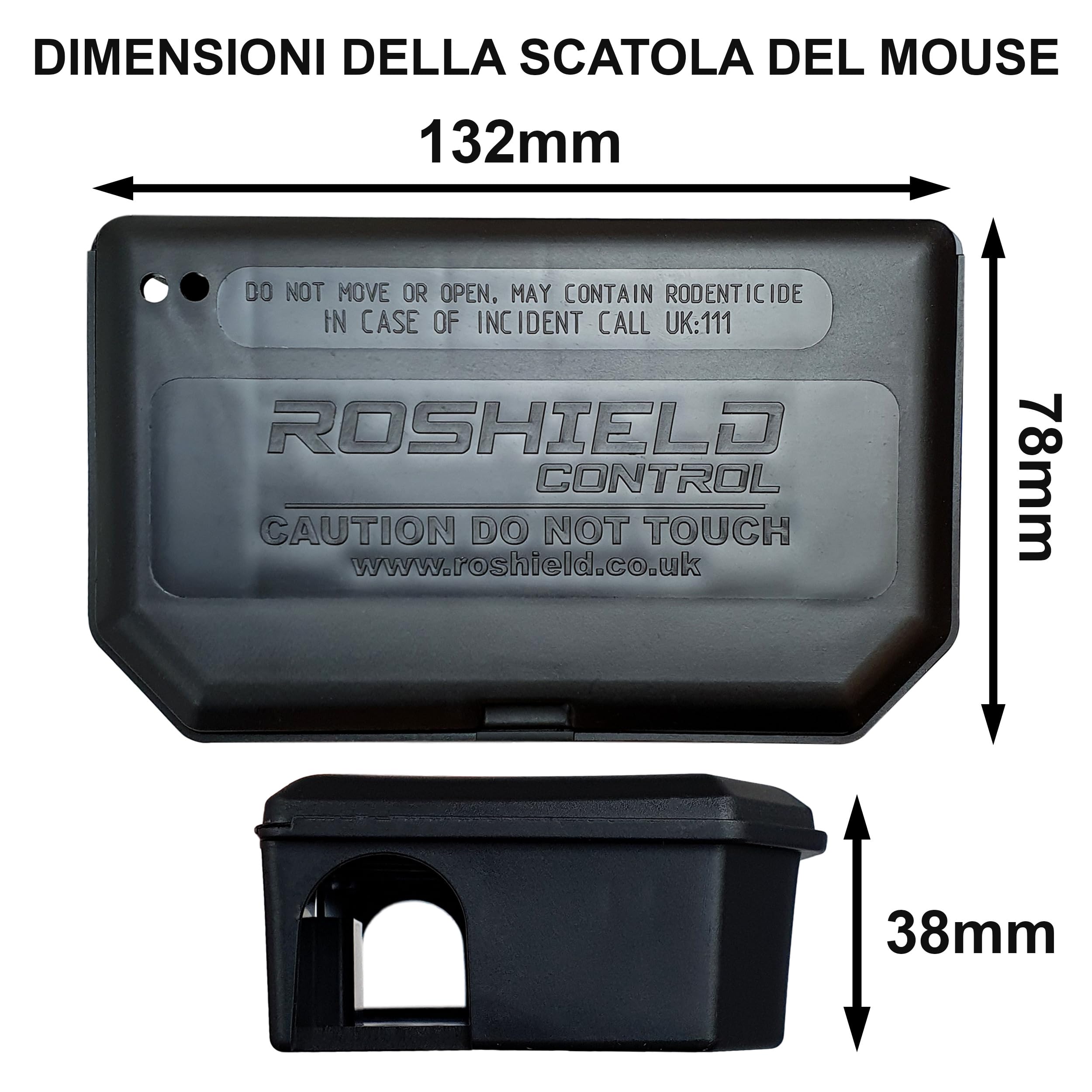 Roshield – Set di 10 scatole nere per esche per topi piccoli, antimanomissione, sicure per bambini e animali domestici (vuote, esche per roditori non incluse, non adatte ai ratti)