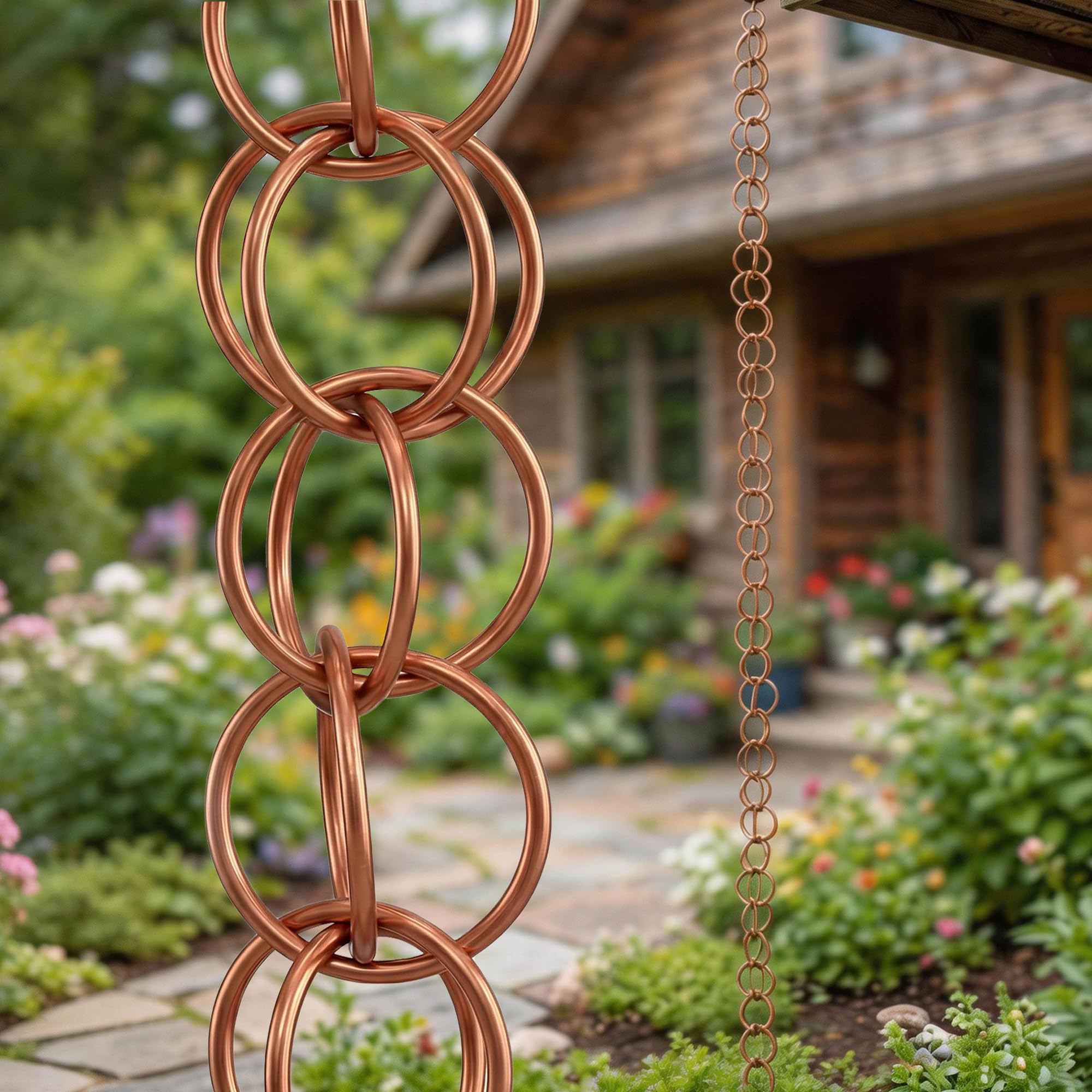 Chaîne de pluie avec anneau en métal Topadorn 21,5 cm pour décoration et évacuation de jardin