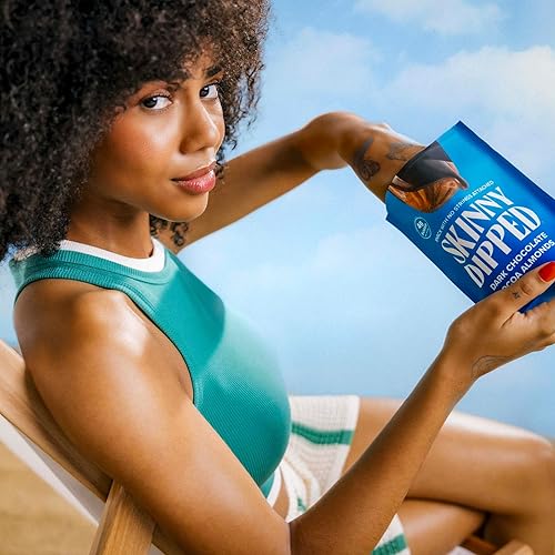 Miniatura 72 de SkinnyDipped Super Dark Chocolate + Sea Salt - Almendras de chocolate superoscuro y sal marina, aperitivo saludable, vegano, proteínas vegetales
