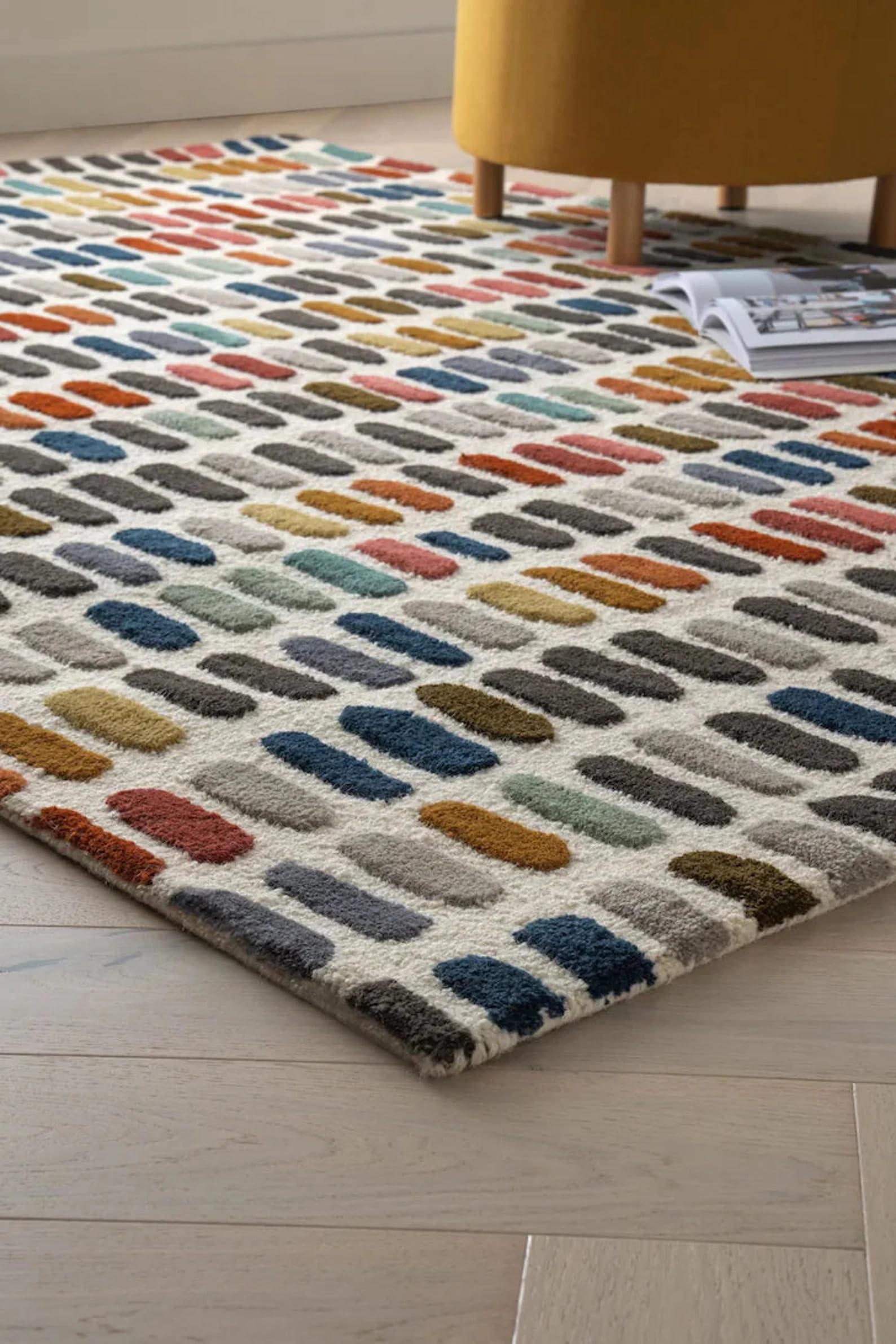 Anthrofy Capsule Area Rug – 6’ x 9' – Handmade Wool Area Rugs –Multi Color – Rugs for Living Room, Bedroom – Anti-Skid – Carpets with Non-Slip Natural