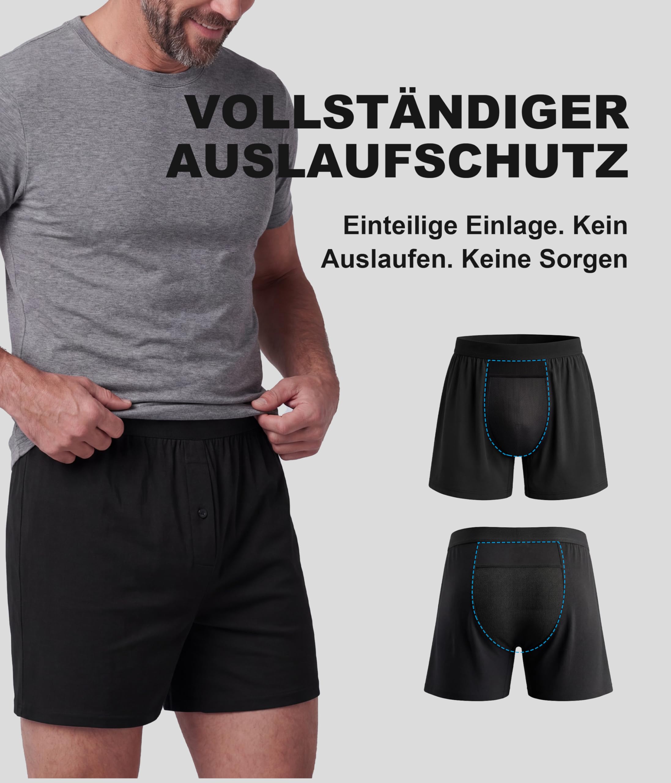 5er Pack Inkontinenz Pants Männer,Waschbare Baumwolle Inkontinenz Boxershorts,80ml Saugfähige Wiederverwendbare Auslaufsichere Unterwäsche(Mehrfarbig01,XL)