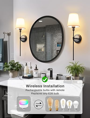 Miniatura 6 de Paquete de 2 bombillas recargables recargables (paquete de 2), bombillas recargables brillantes, 3600 mAh, 110 lm, enchufe E26, varios colores,