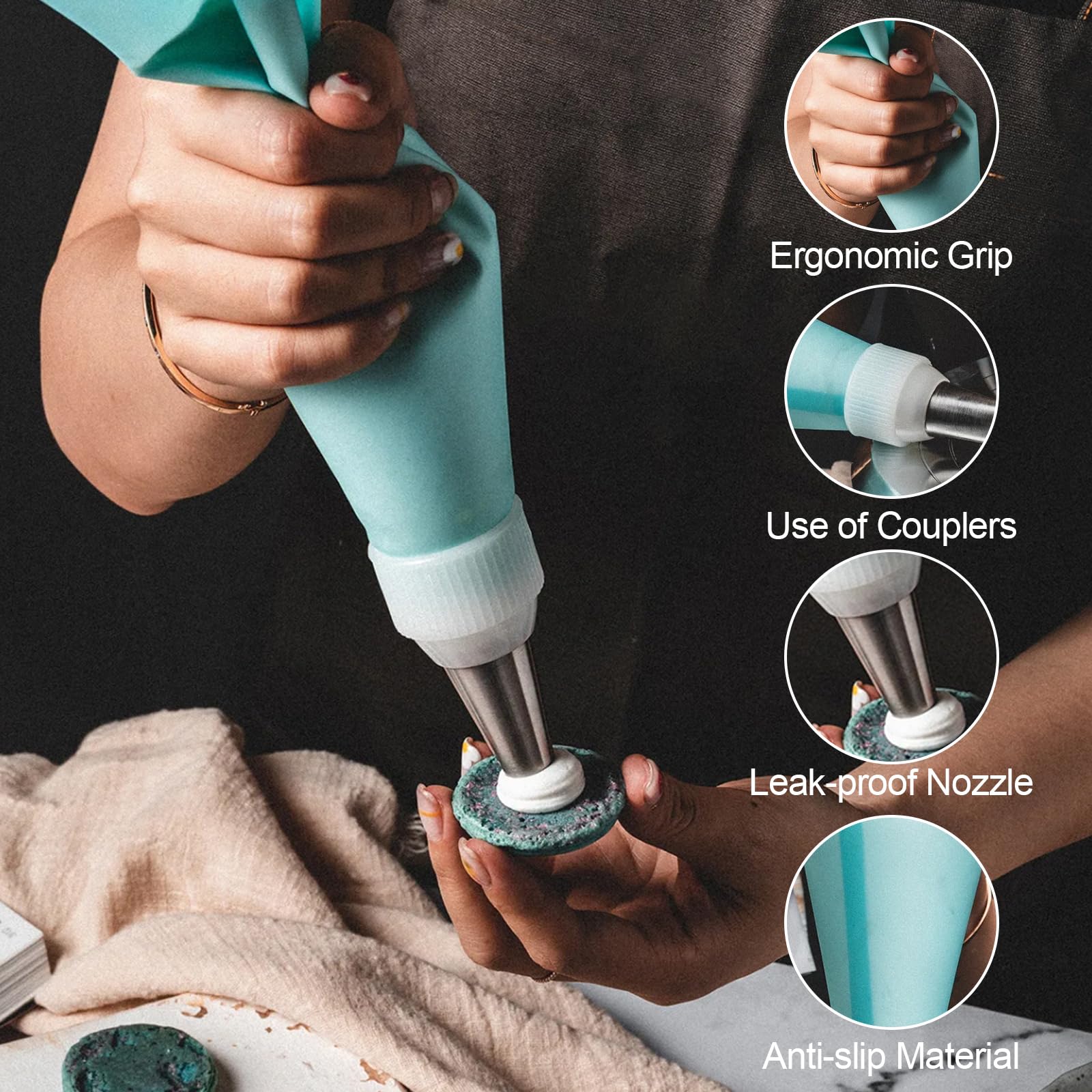 Brevanza Lot De 120 Poches à Douille Avec Douilles, Avec Brosse De Nettoyage, Accessoires Pour Gâteaux