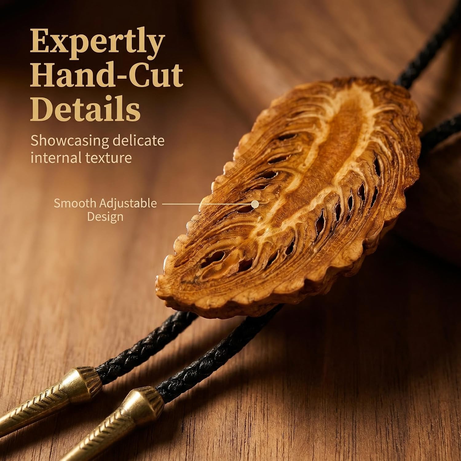 Handmade Natural Pinecone Bolo Tie Necklace for Men & Women, Cowboy Boho Jewelry