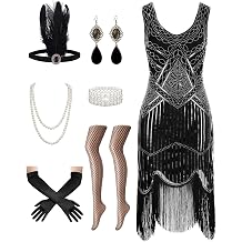 1920s Flapper Dress for Women Sequin Fringe Costume Set