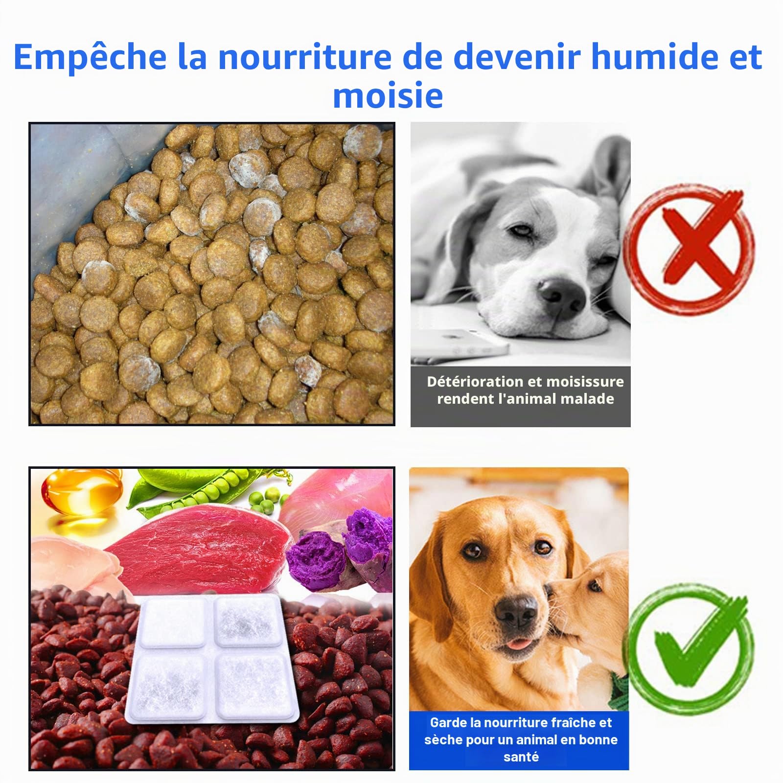 Sac de séchage pour aliments pour animaux de compagnie pour mangeoires automatiques Petlibro pour chats et chiens, garde les aliments secs et frais (1, paquet de 16)