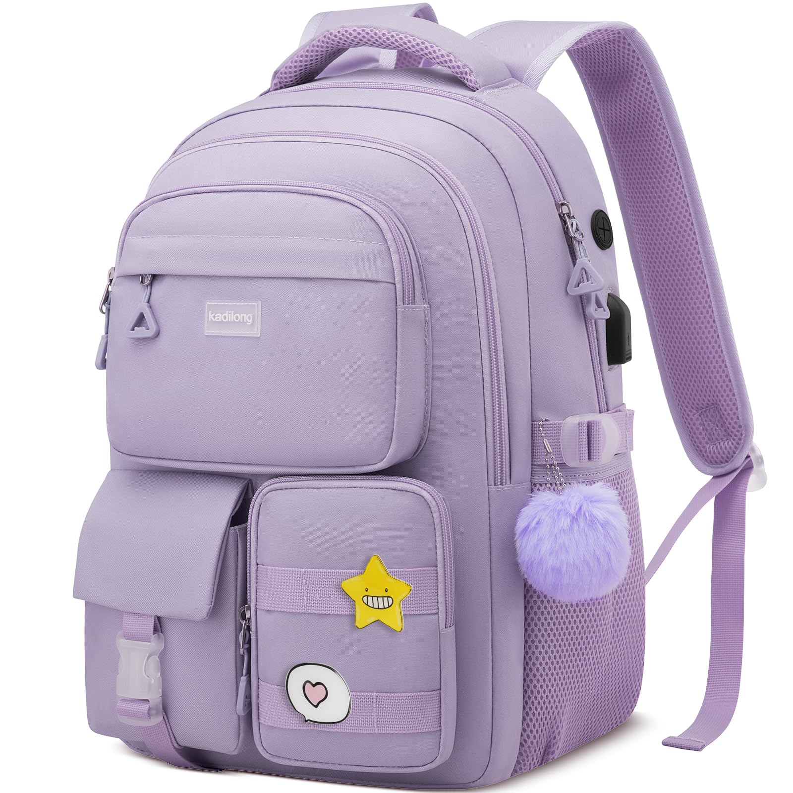 kadilong 17.3 Pouces Sac à Dos Ordinateur Portable 15.6 Pouces Femme,Cartable Scolaire École Collège Lycée Université Fille avec Port de Chargement USB,Sac à Dos Voyage Affaires