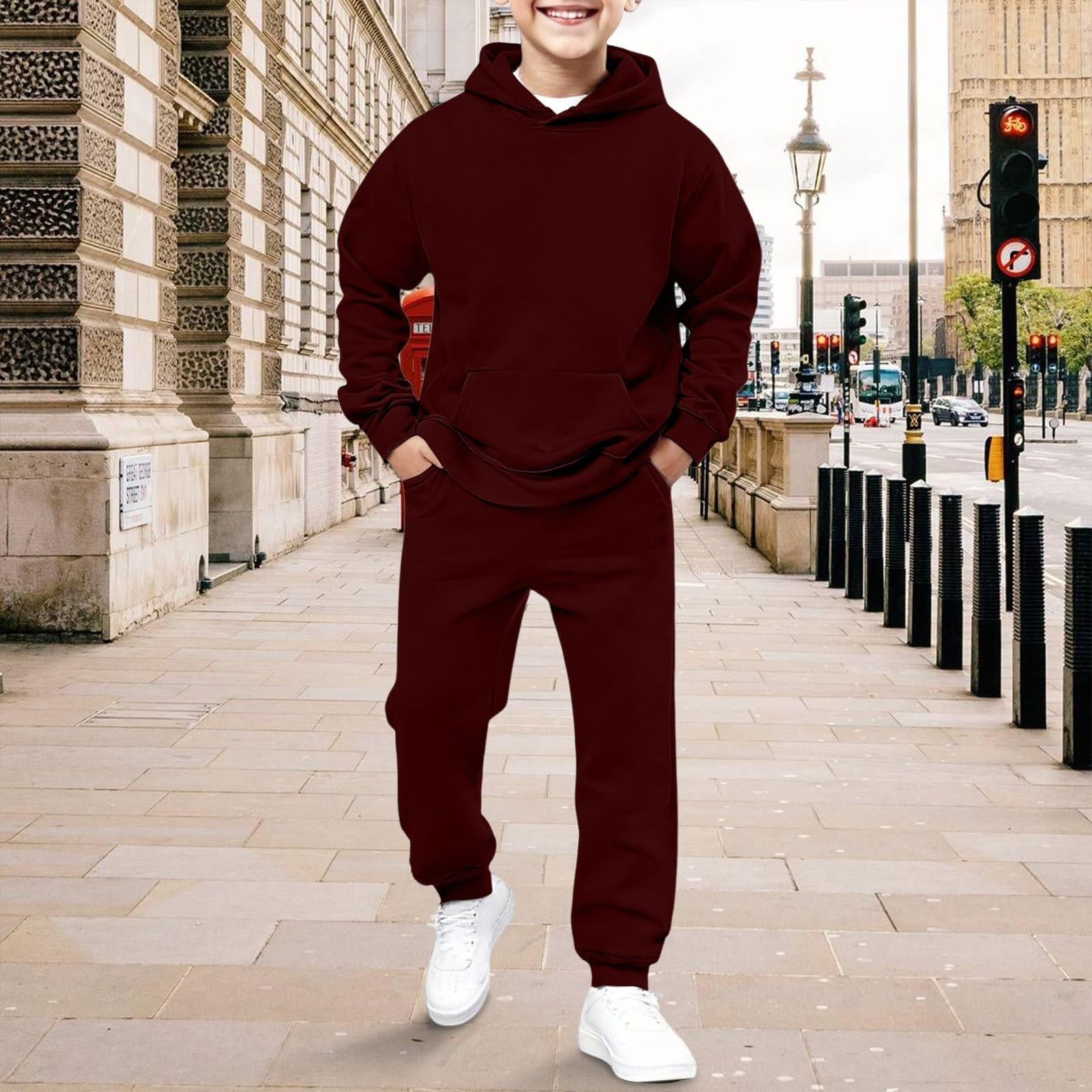 Conjunto completo de chándal para niñas y niños, sudadera de manga larga y pantalones deportivos de 2 piezas, ropa deportiva para adolescentes