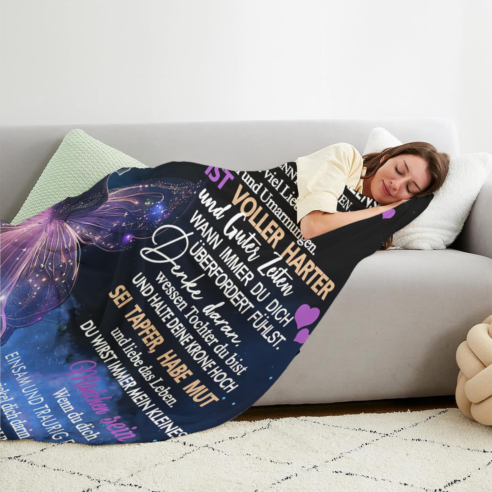 Personalisierte Kuscheldecke Geschenke an Meine Tochter von Mutter, Super Weiche Decke, Decke von Mama zu Tochter Luftpost Decke Positiv Ermutigen Sie Ihre Tochter 150 * 220cm