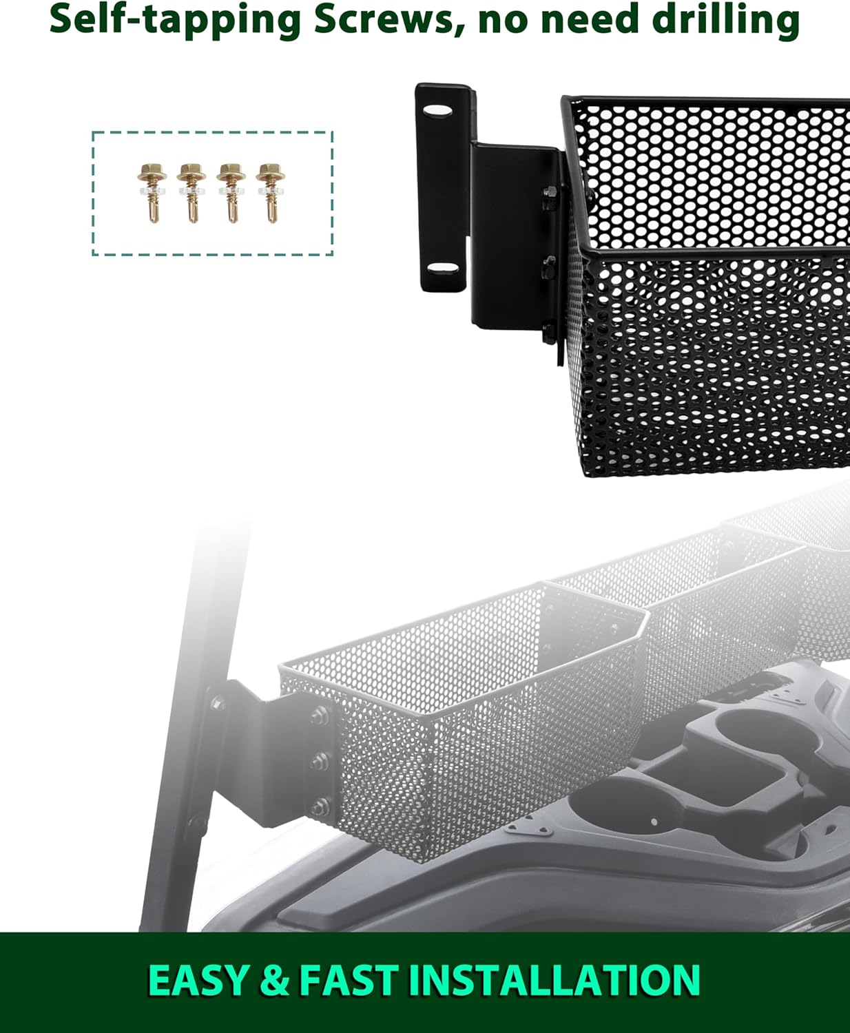 Inner Front Storage Basket for Yamaha Drive2 G29, Black Combined Front Dash Storage Tray Organizer Compatible with Yamaha Drive2 G29 2017+ Standard Factory Golf Cart Accessories