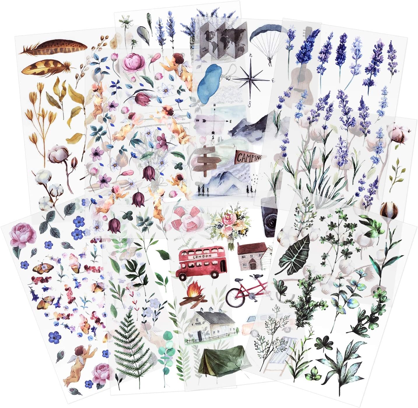 Amazon.com: KSCRAFT Rub On Transfer Sticker Scrapbook Sticker Journal ...