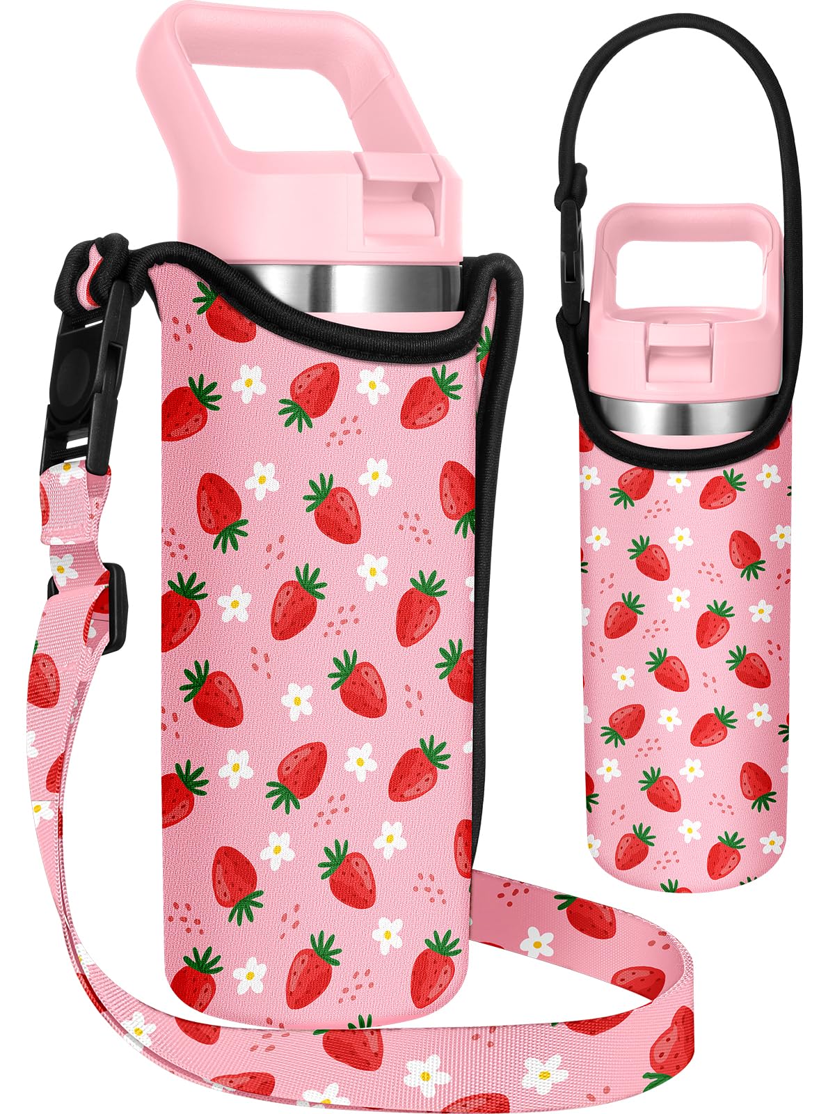 Miss Adola Water Bottle Carrier with Strap - Handheld Kids Water Bottle Holder for 10-16 oz / 14-20 oz Cute Cartoon Design Neoprene Crossbody Bottle