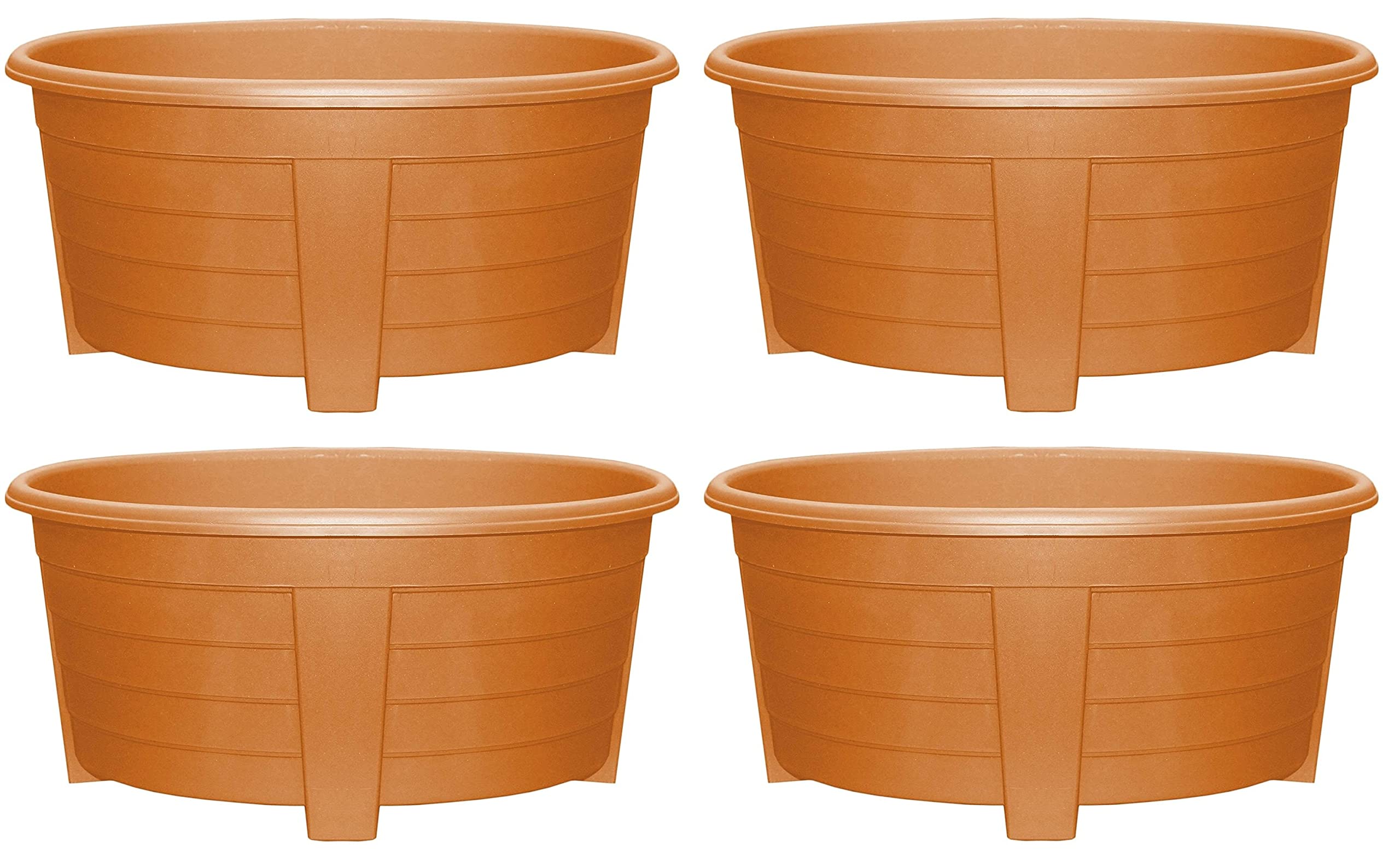 Optimal Products Long Trough/Oval/Square Plant Pot Plastic Planter Indoor Home Outdoor Garden Window Herb Flower Box (55cm Oval Planter Terracotta, 4)