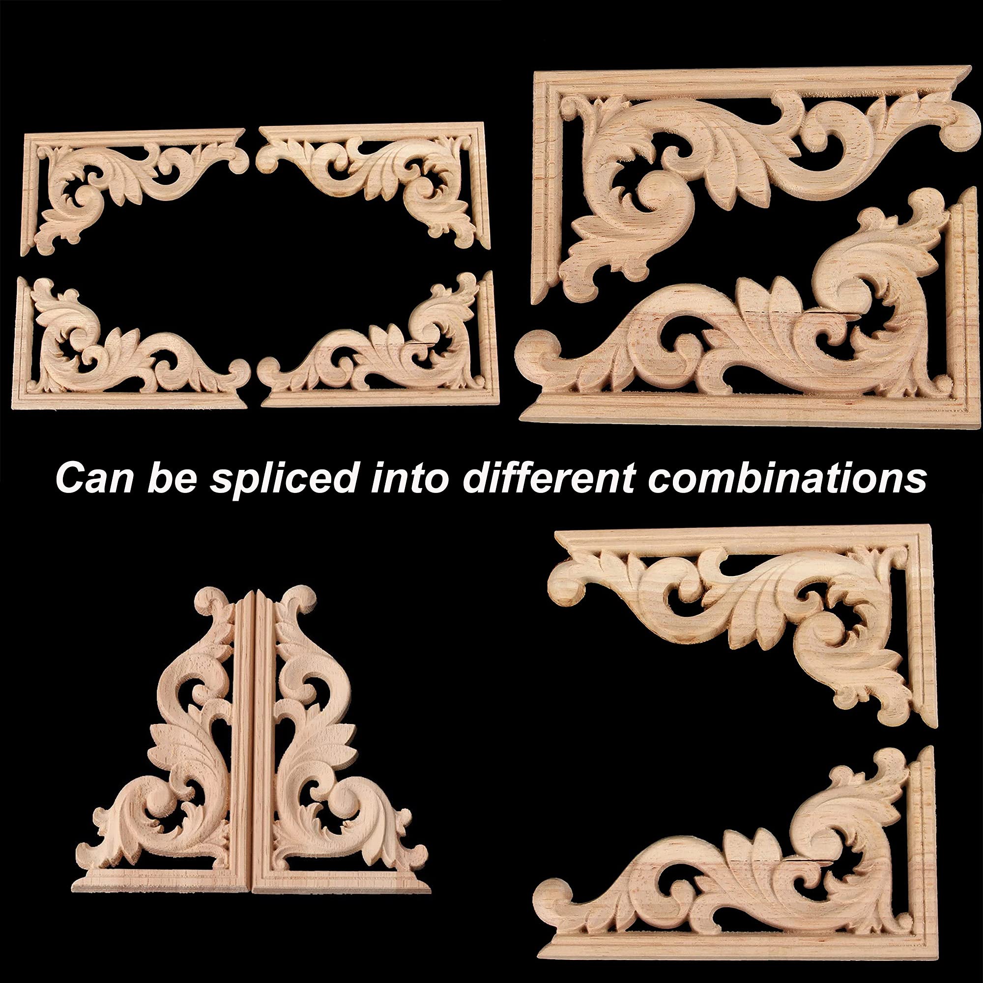 4 Décalcomanies En Bois Sculpté Style Européen - Motif Fleurs - 30 X 8,5 Cm - À Peindre Pour Meubles, Murs, Portes - 2