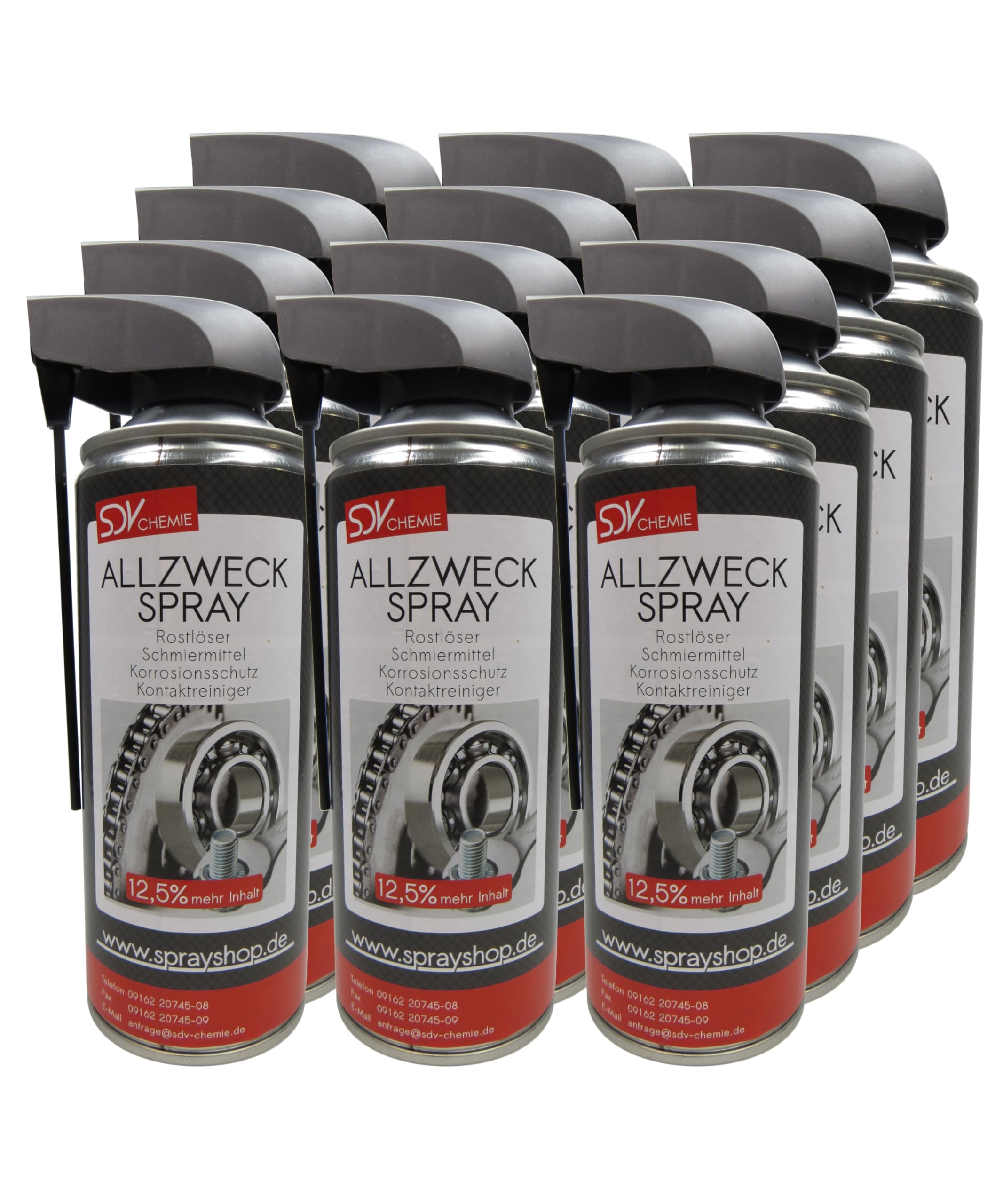 SDV Chemie Allzweckspray 12x 450ml Multiöl 6in1 | Kriechöl, Schmieröl, Gleitmittel, Korrosionsschutz, Rostlöser