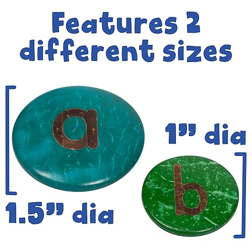 Miniatura 2 de READY 2 LEARN Letras de coco, minúsculas, juego de 52, contadores naturales, hechos a mano para niños, uso para manualidades y actividades de