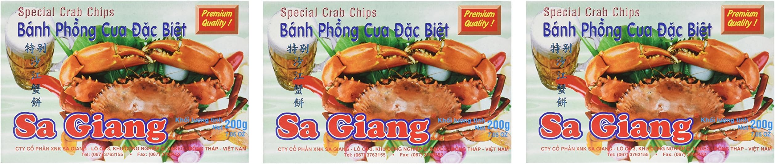 Sa Giang Crab Flavored Shrimp Chips (3 X 200g Boxes)