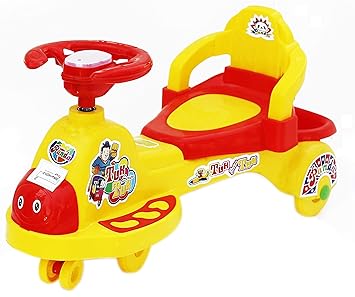 EVOHOME Tuk Tuk Senior Swing Car Magic Car Kids Car Ride On for Kids Toys with Music and Lights for Boys/ Girls Ride On Toy Car Drive Age from 2 Years Weight Capacity 75 Kg Car (Yellow)