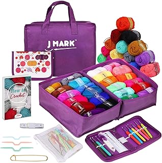 87 Piece Crochet Kit with Yarn Setâ€“ Premium Bundle Includes 9 Crochet Hooks, 48 Acrylic Crochet Yarn Balls, 6 Needles, Book, Bags and More â€“ Beginner and Professional Starter Pack for Adults and Kids