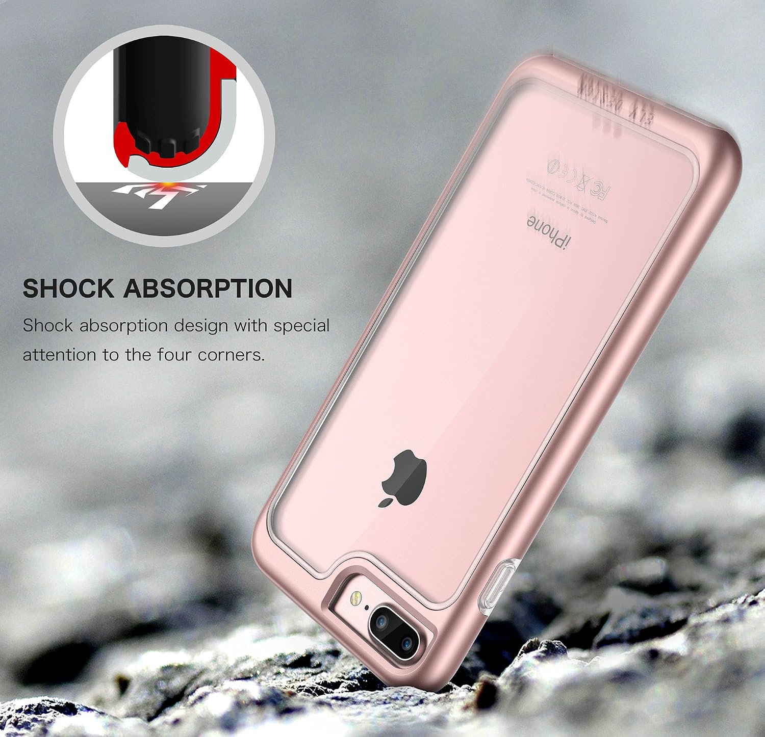 E LV Case for iPhone 8 Plus/iPhone 7 Plus - Anti-Scratch Clear Crystal Series Slim Dual Layer Protective [Shock Absorbent] Case Cover for Apple iPhone 7 Plus/iPhone 8 Plus [Rose Gold]