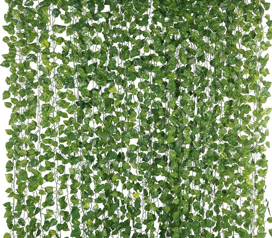 Simran Handicrafts Way2Techno:-Artificial Garlands Hanging Leaves Greenery Vine Creeper Plants For Home Decor Main Door Wall Balcony Office Decoration Party Festival Craft (8 Feet) (Set Of 6)