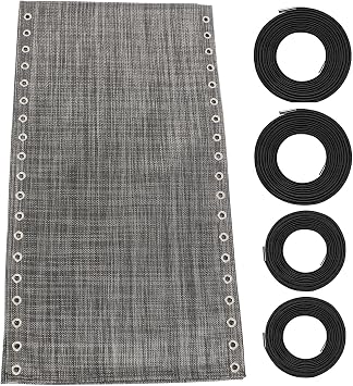 Zero Gravity Chair Replacement Fabric with Bungee Cord Kit, 17 Inch Wide Repair Cloth with Replacement Cord for Anti Gravity Chairs Outdoor Recliner Patio Lounge Chair Lawn Beach Sling Chair, Grey