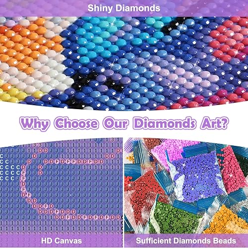 Miniatura 4 de NEWENMO Kits de pintura de diamantes para adultos principiantes DIY 5D linda pintura de diamantes de dibujos animados con diamantes redondos,