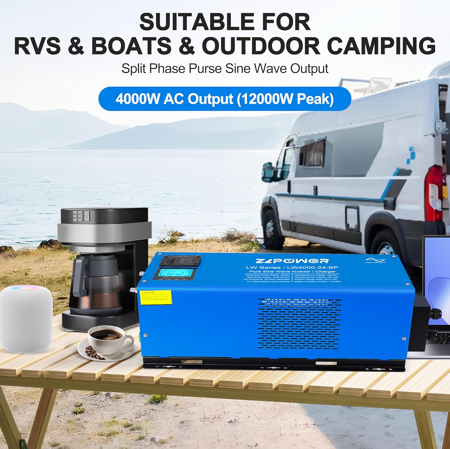 ZLPOWER Inverter powering appliances in an RV and boat setting