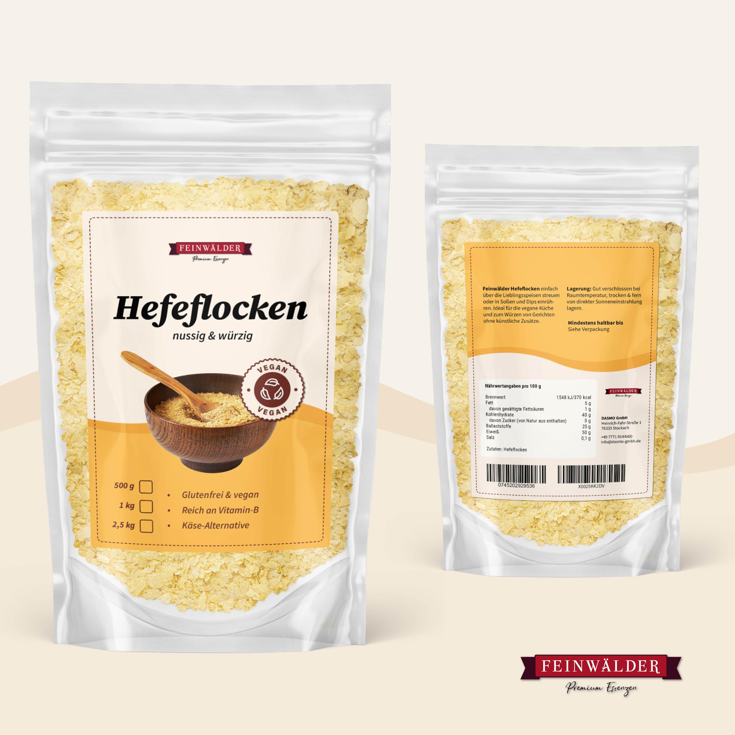 Feinwälder Hefeflocken 1 kg – Edelhefeflocken, glutenfrei, vegane Nährhefe