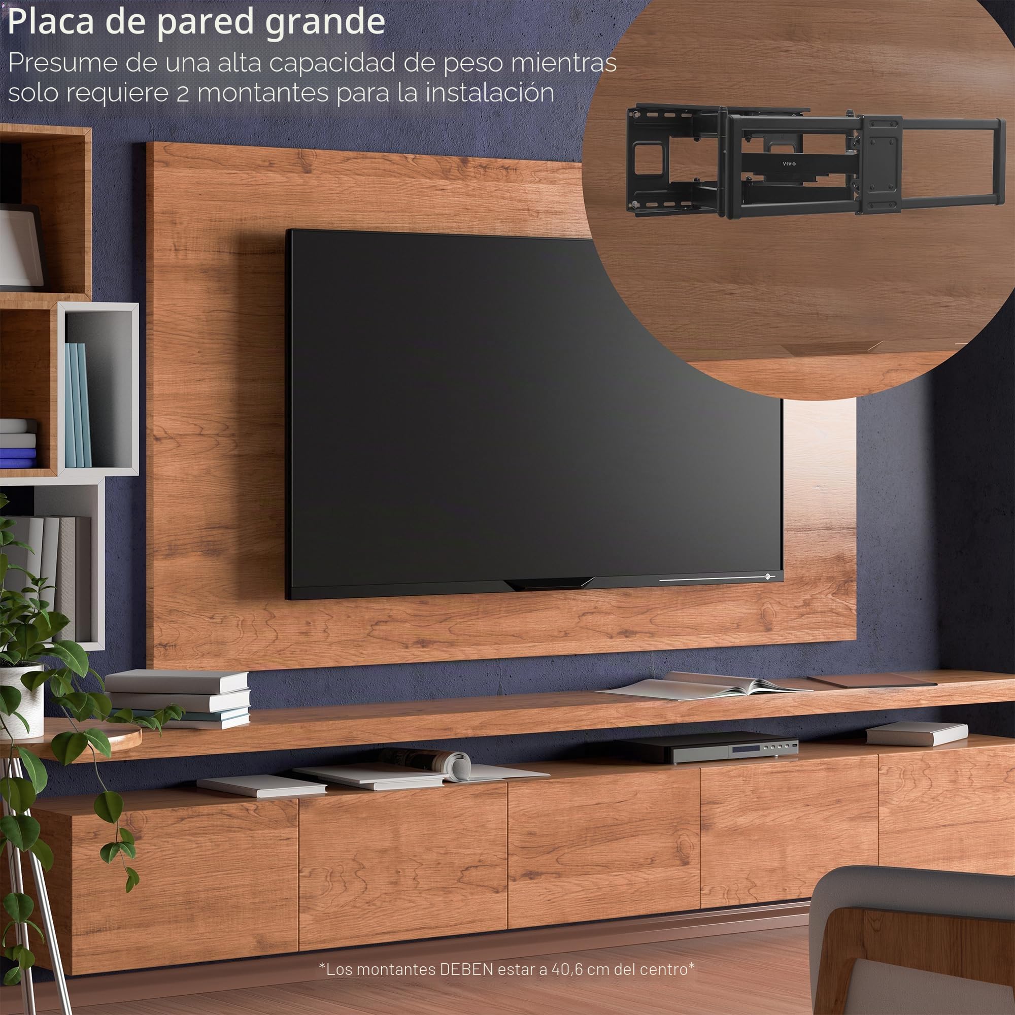 VIVO MOUNT-VW120M - Soporte de pared articulado para televisores LCD LED planos y curvos, brazo giratorio extendido, VESA máximo 900 x 600 mm, color negro
