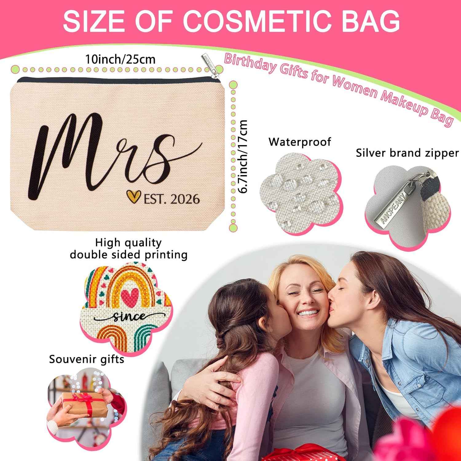 ancpeany Wedding Bridal Shower Gifts for Bride To Be 2026, Bachelorette Gifts for Bride Party Accessories, Future Mrs Makeup Bag, Wifey Engagement Gift for Women, Cosmetic Travel Pouch - Image 2