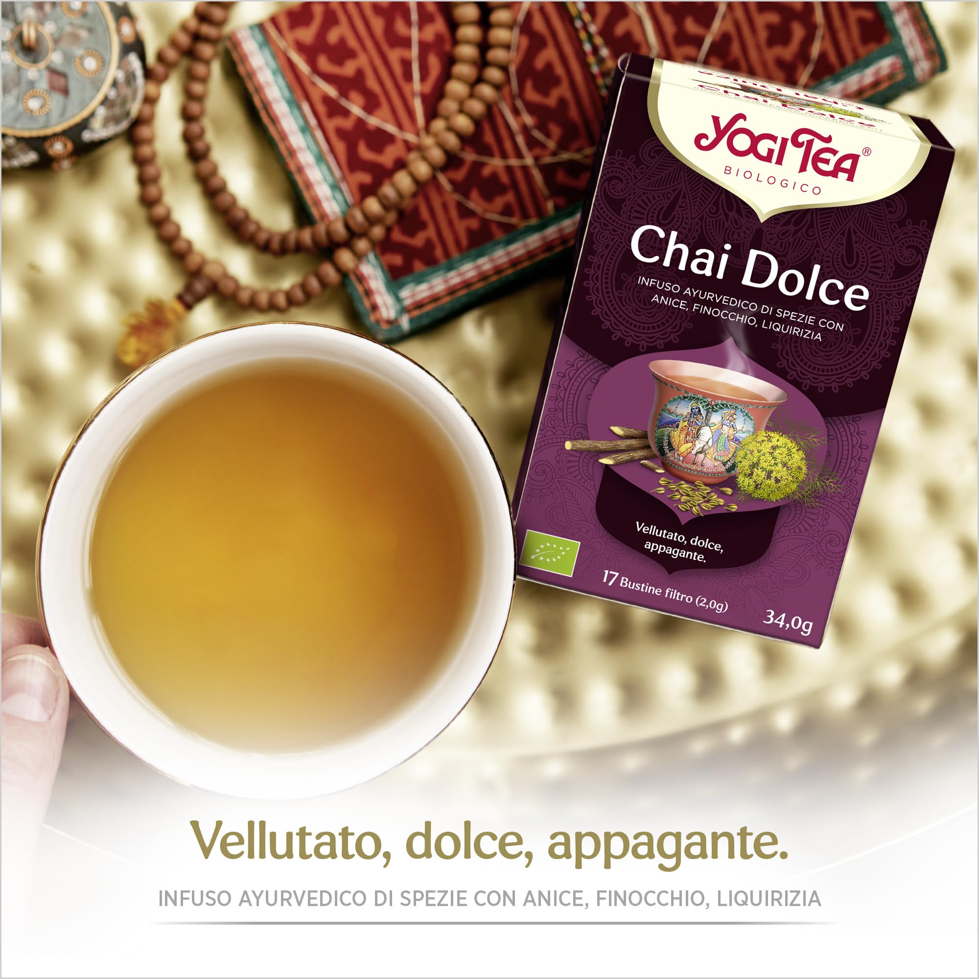 Yogi Tea Chai Dulce Bio - Infuso Ayurvedico - Miscela di Anice, Finocchio e Liquirizia, Senza Caffeina - Confezione da 6x17 bustine (102 bustine in totale)
