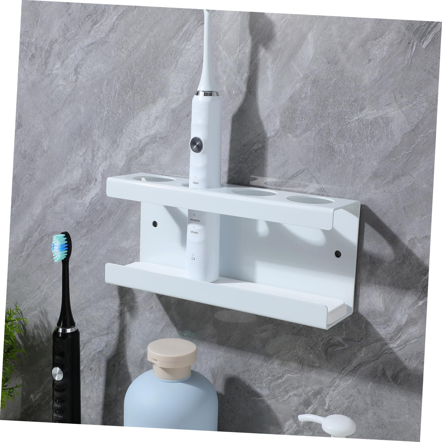 Portaspazzolini Elettrici da Parete per Bagno in Acciaio Inox Scomparti Organizer per Spazzolini e Dentifricio