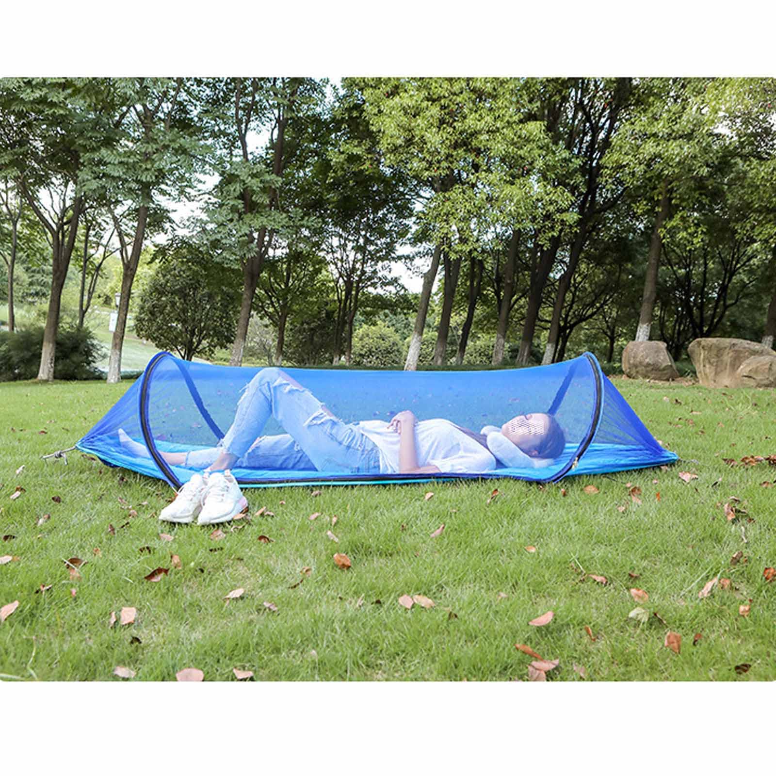 Hamacs D'arbre Pour 2 Personnes À L'extérieur, Hamac Portable À Ouverture Rapide Pouvant Supporter Jusqu'à 660 Lb Avec 2 Cordes Épaisses, Parfait Pour La Plage, Le Camping, Bleu,55*102 inches