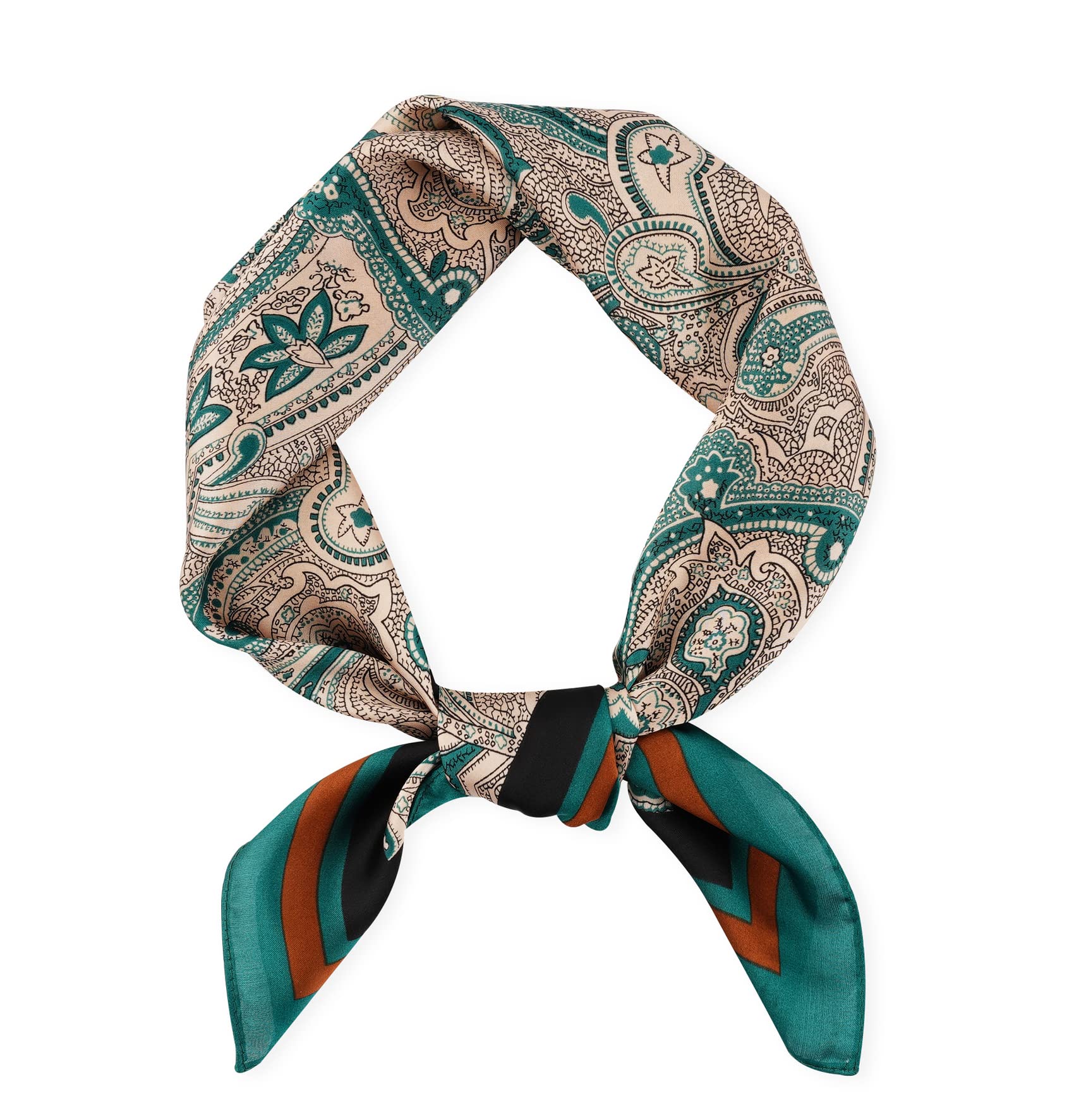 GERINLY Vintage Silk Feel Square Scarf for Men Satin Bandana Tiny Pattern Print Neckerchief Geometry Head Scarf Fashion