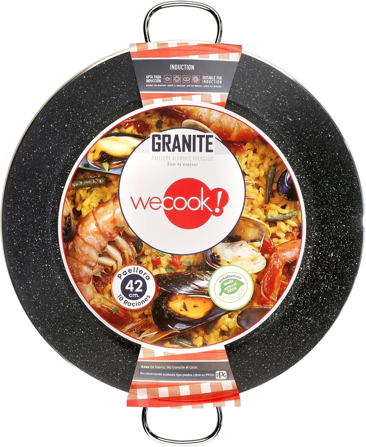 WECOOK! Poêle à paella induction 46 cm 12 portions Aluminium pressé Antiadhésif sans PFOA 3 mm