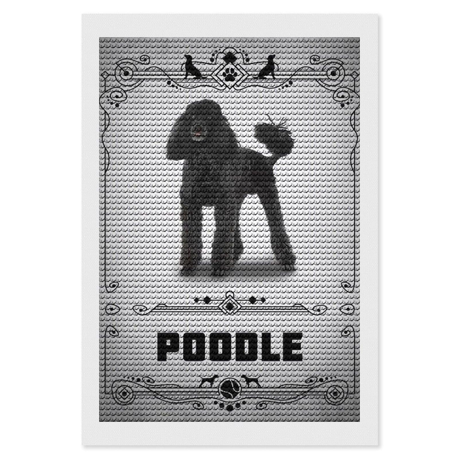 Junmoney Poodle Diamond Painting Set 8"x12", Modern Decor, for Beginners, Printed Canvas, Thoughtful Handmade Gift, with Tool Kit