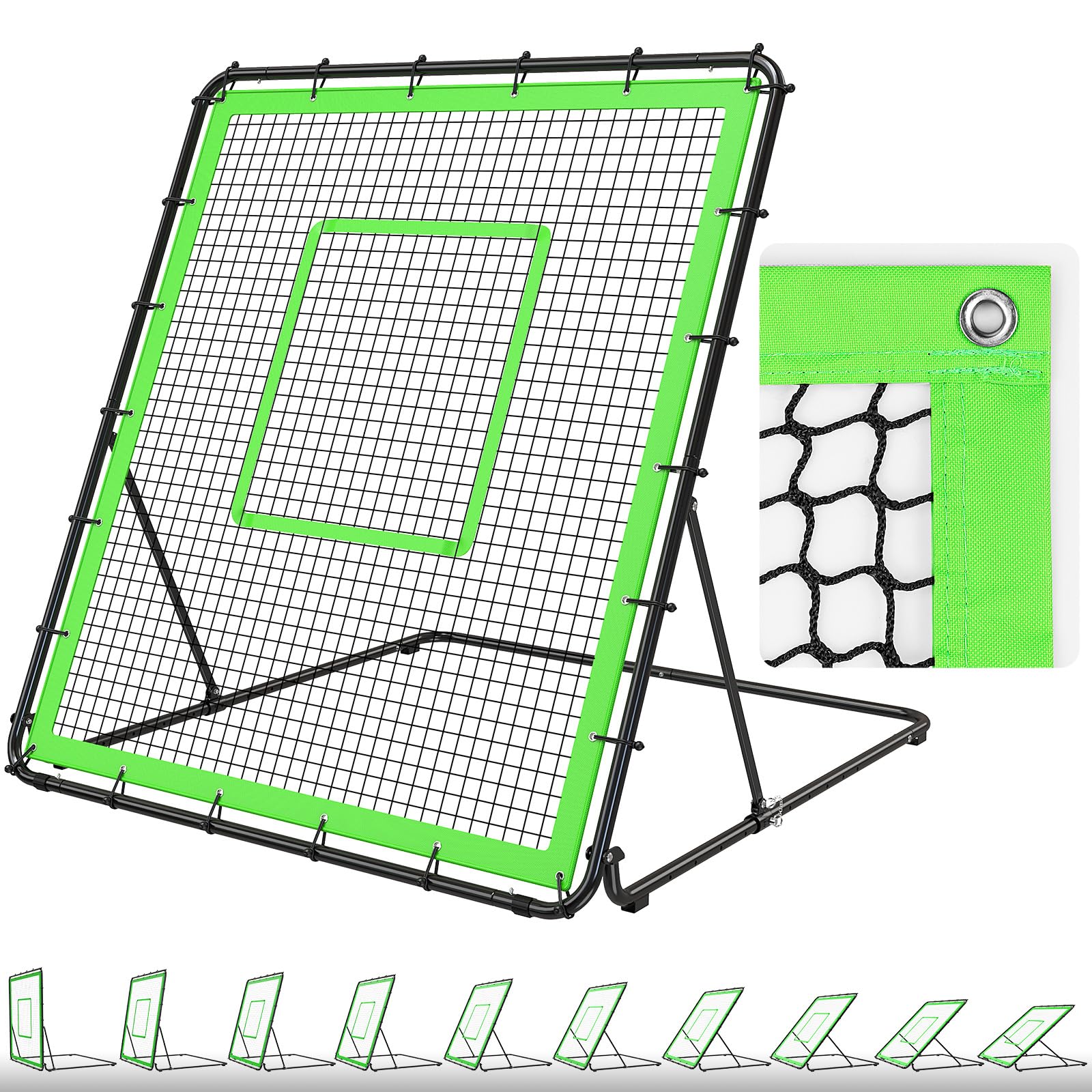 Insaga Baseball Rebounder 137x122 cm, 10 Winkel, schweres Rückprallnetz für Baseball/Softball-Training: Bodenbälle, Line Drives, Flugbälle (Einzelspieler)