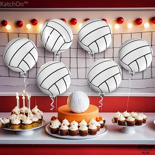 Miniatura 3 de KatchOn, Globos de voleibol para decoraciones de fiesta de voleibol, 18 pulgadas, paquete de 6, globos deportivos de voleibol, decoraciones