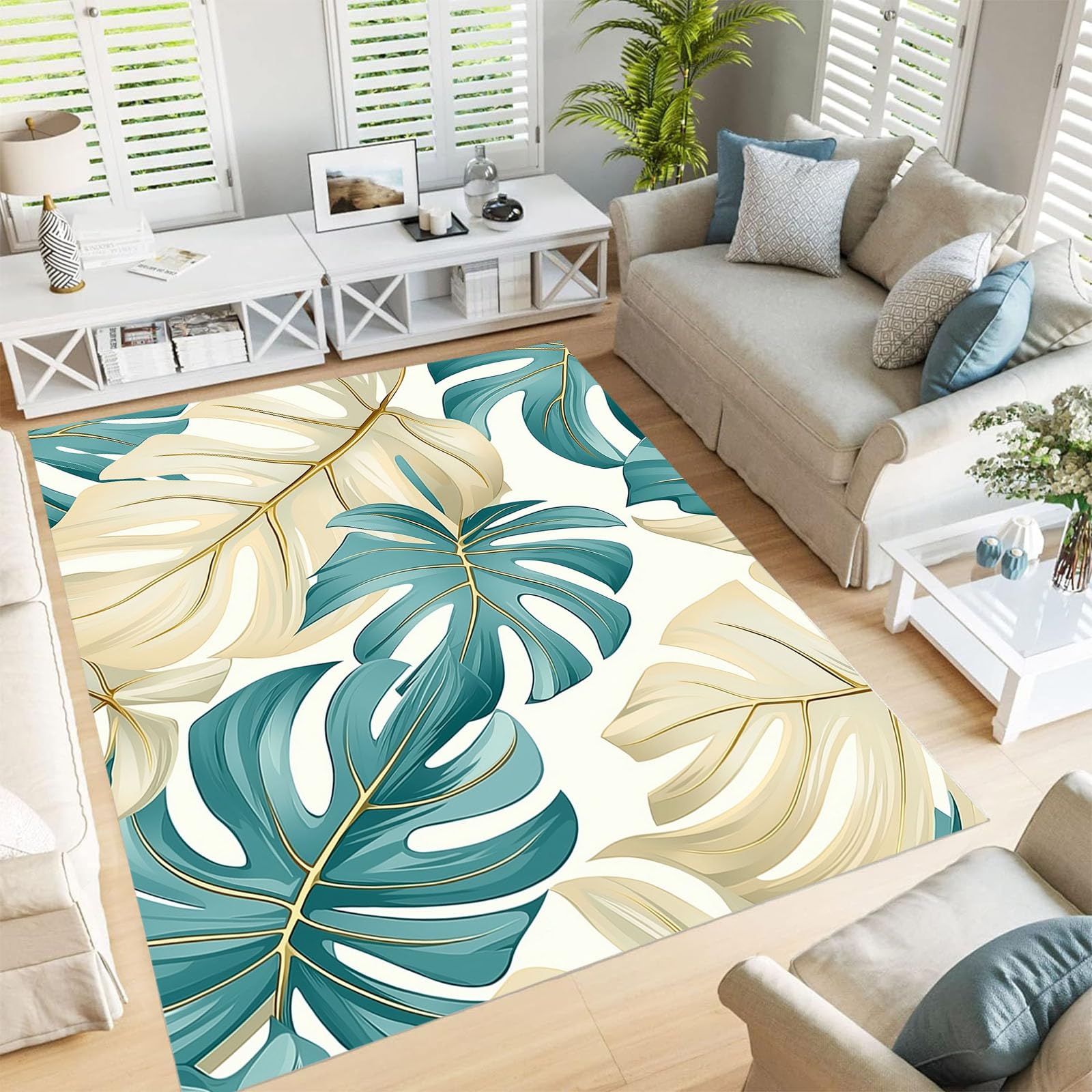 Tapis monstera lavable pour sublimer l'ambiance de votre chambre