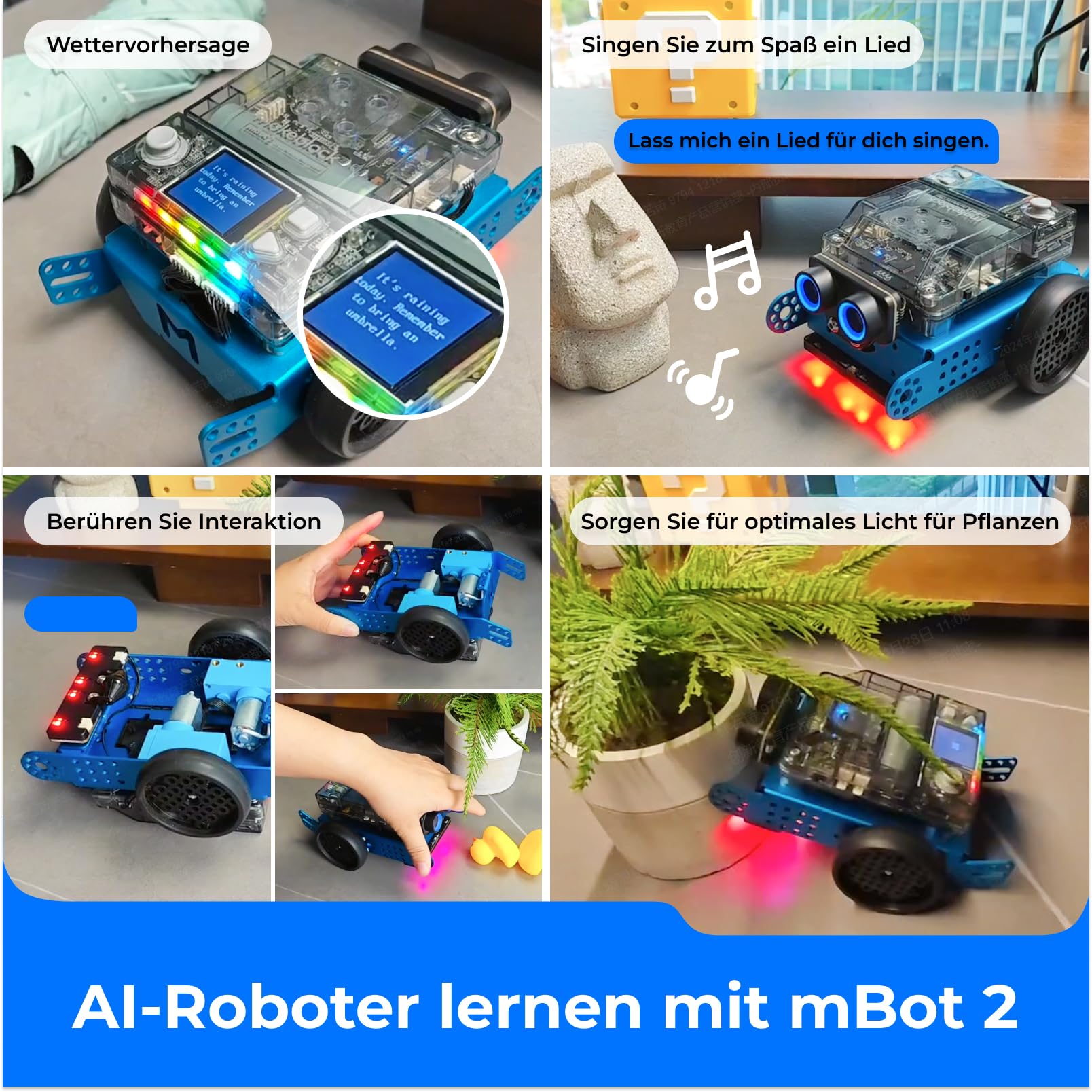 Makeblock mBot 2 Programmierbarer Roboter für Kinder ab 8 Jahren,Roboter Spielzeug mit WiFi, kompatibel mit Scratch und Python, intelligenter STEM Bausatz als Geschenk