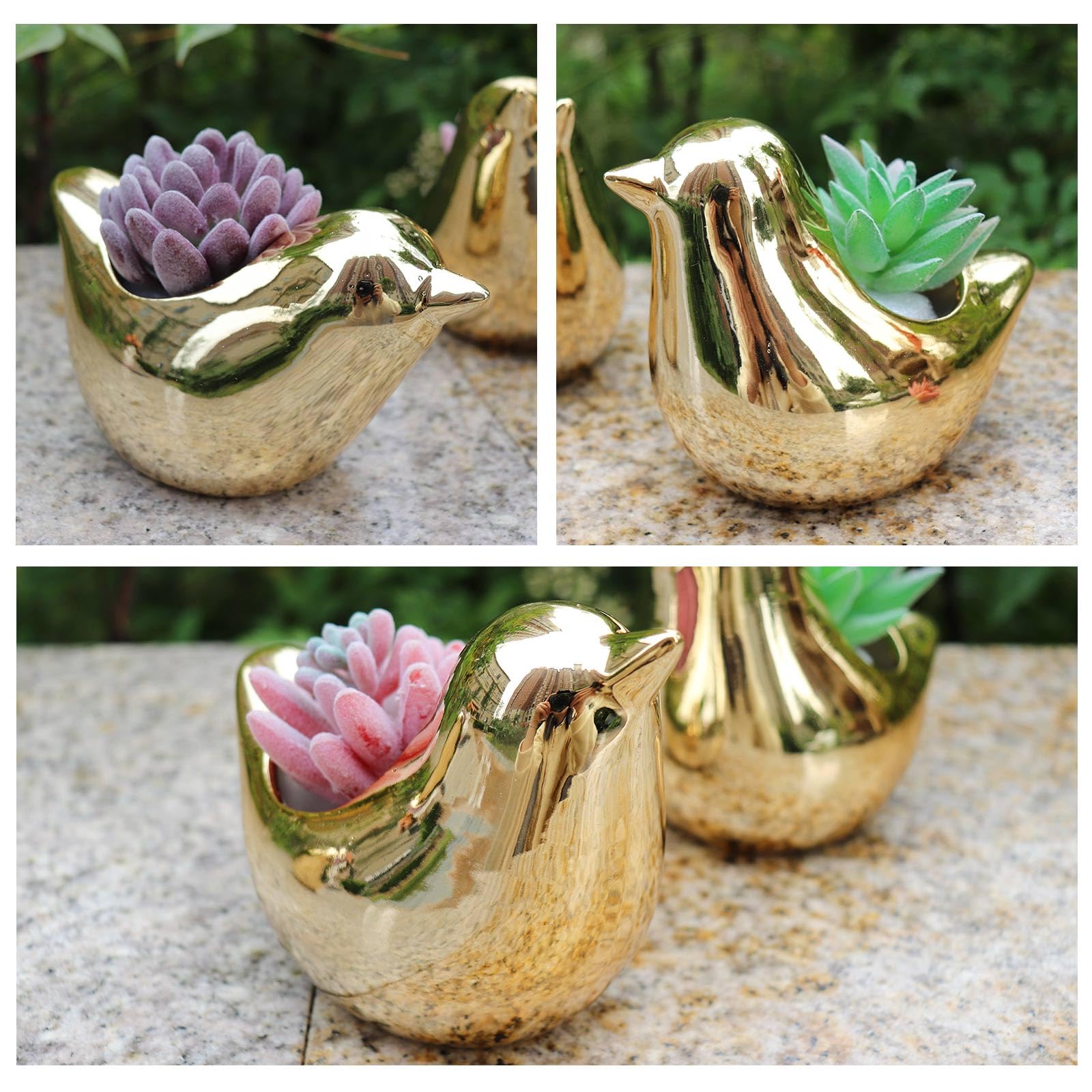 陶器 花瓶 金色の鳥と花のデザイン アンティーク ブリストル ガラス花瓶 金メッキ、手描きの鳥と花