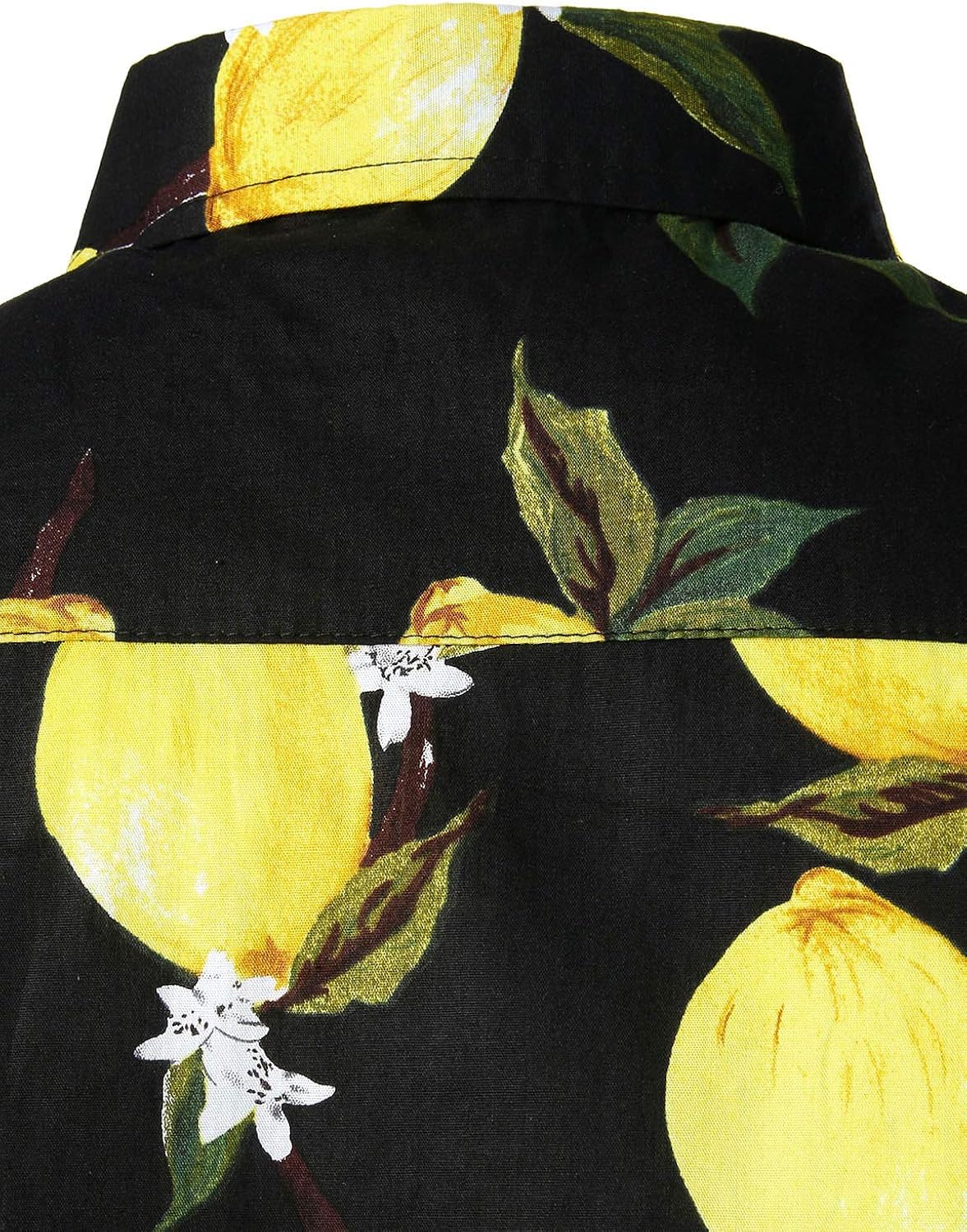 JOGAL Men's Cotton Button Down Short Sleeve Hawaiian Shirt Small Black Yellow