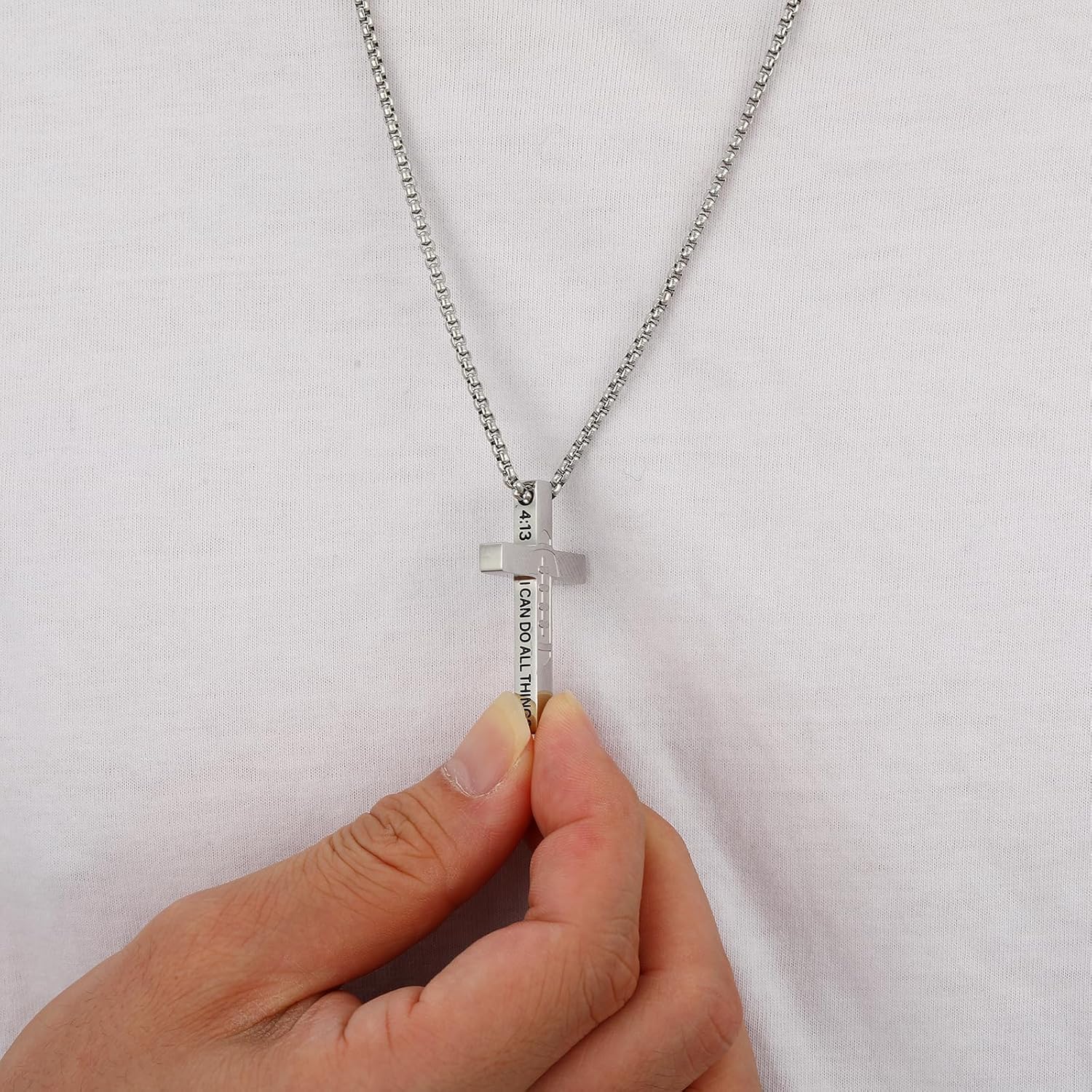 Football Cross Necklace for Boys Men, Stainless Steel Bible Verse Cross Pendant Chain Sports Gear Stuff Easter Christian Religious Jewelry Gifts for Teen Boys Kids - Image 4