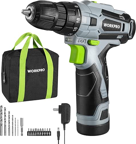 WORKPRO Cordless Drill Driver Kit, 12V Electric Screwdriver Driver Tool