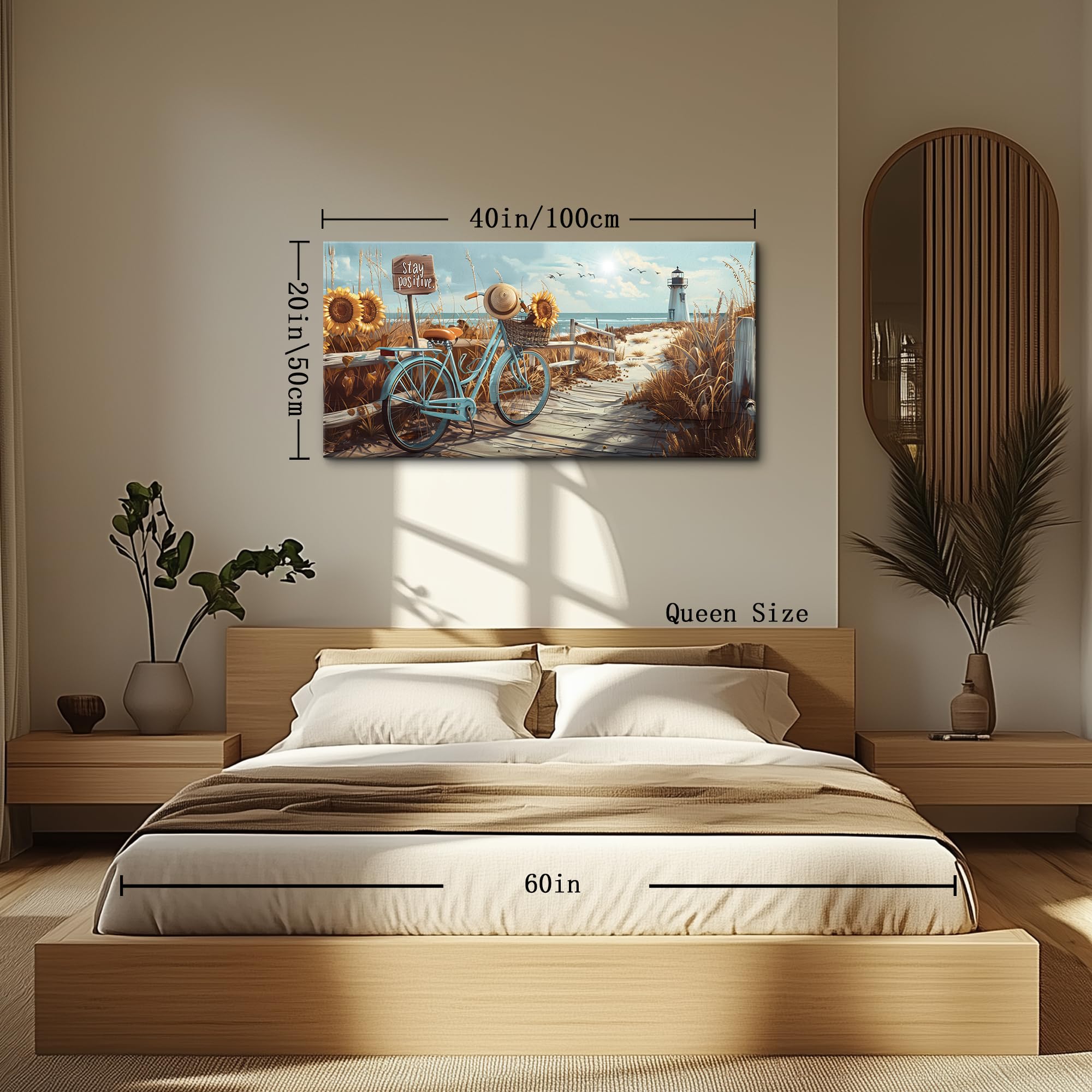 MHARTK66 Cuadros Decoracion Salon Modernos, 50x100 cm Grandes Laminas Decorativas Pared Dormitorios, Lienzos Decorativos Pared Faro Junto al Mar Girasol, Wall Art Comedor Pasillo Baño Oficina