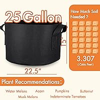 Vista 2 de Gardzen - Paquete de 10 bolsas de cultivo de 25 galones. Macetas de tela de aireación de 10.58 onzas (300 g) con asas, macetas de tela resistentes