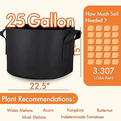 Vista 18 de Gardzen Paquete de 6 bolsas de cultivo de 5 galones, macetas de tela de aireación con asas, macetas de tela resistentes para plantas